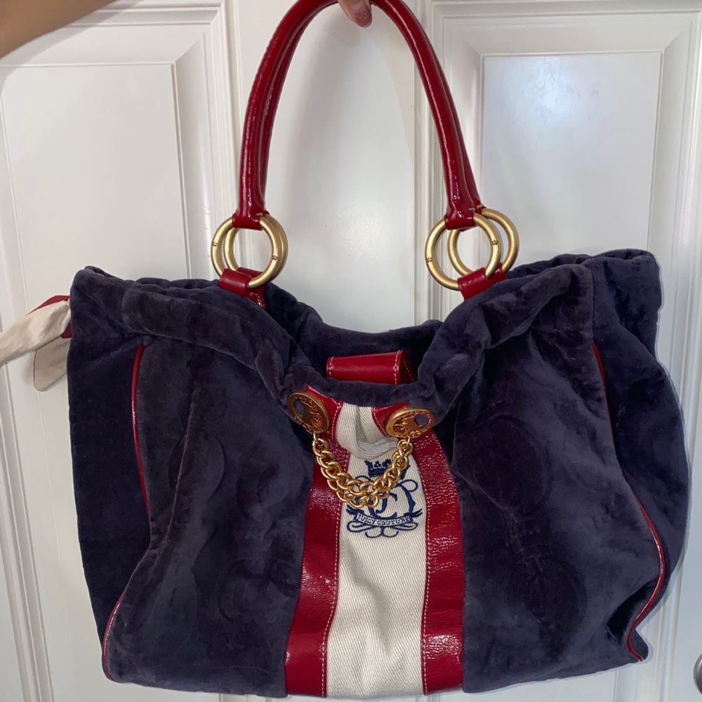 Juicy Couture Tote Handbag Shoulder Vintage Y2K Leather Velour